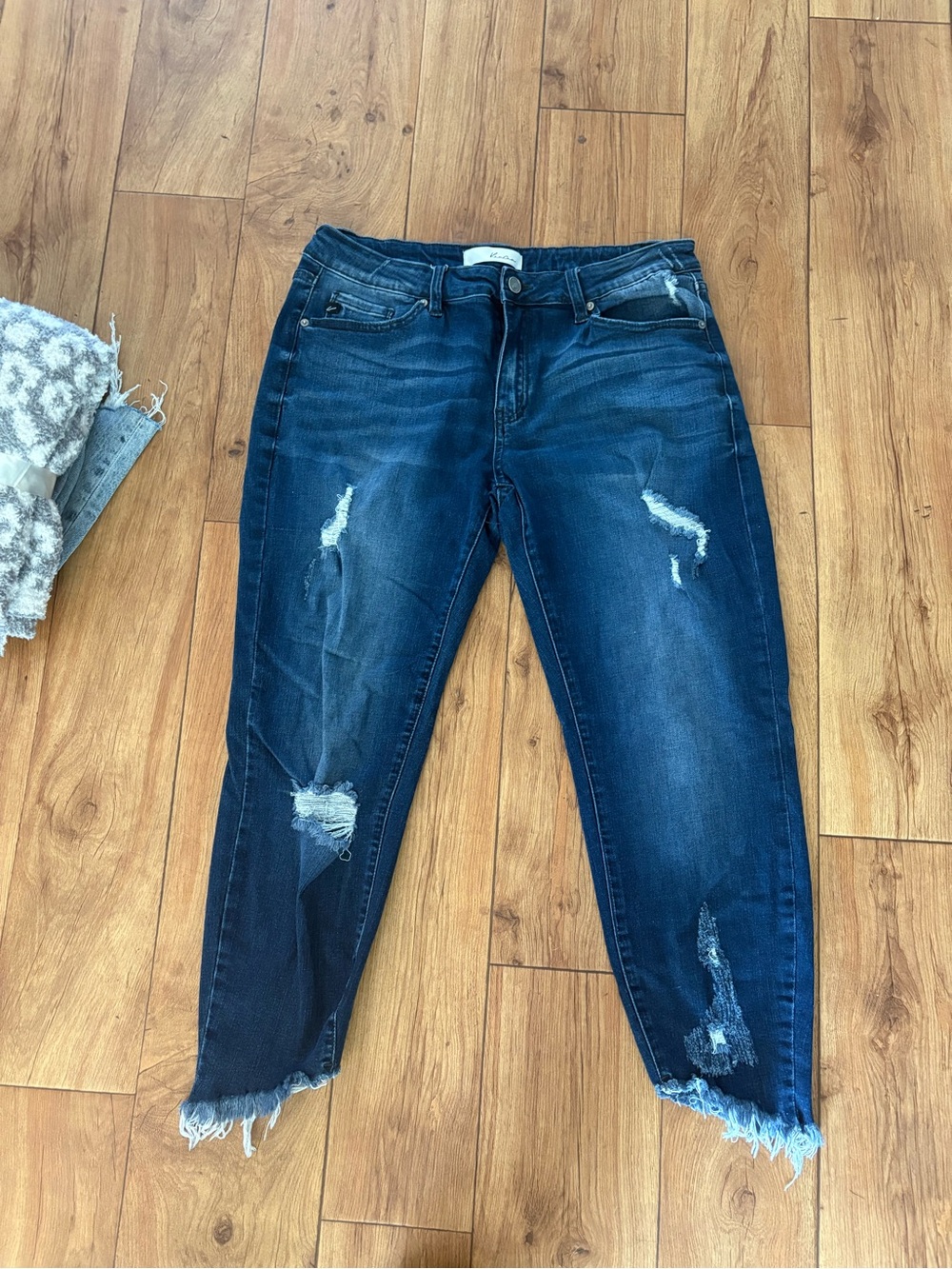 KanCan Dark Blue Distressed High-Rise Jeans